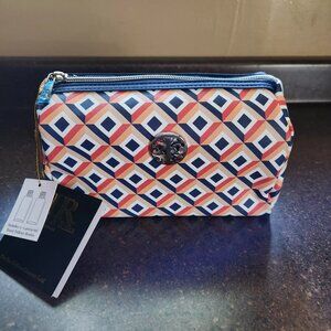 Rebecca & Rifka GEO Saffiano loaf Toiletry Bag With Bottles blue orange